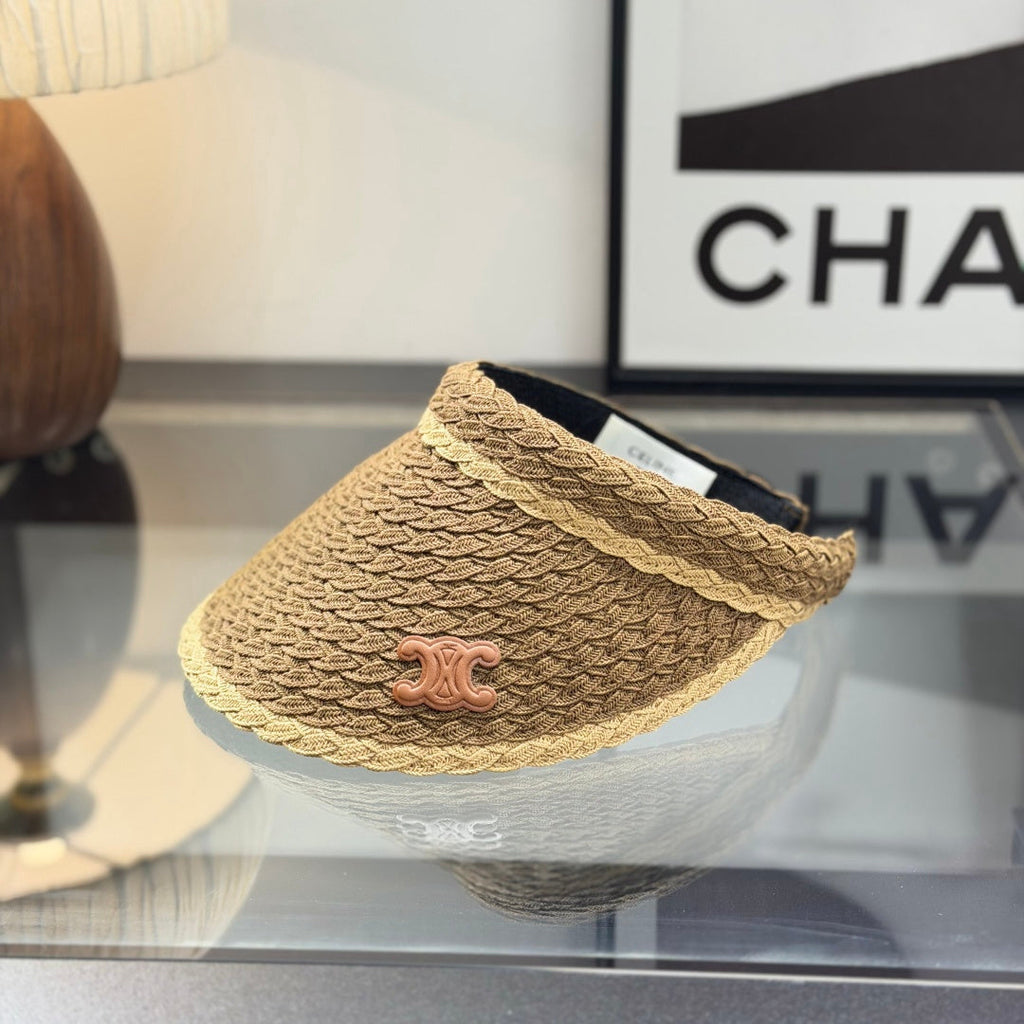 Woven Straw Visor Hat - UV Protection Summer Beach Sun Hat