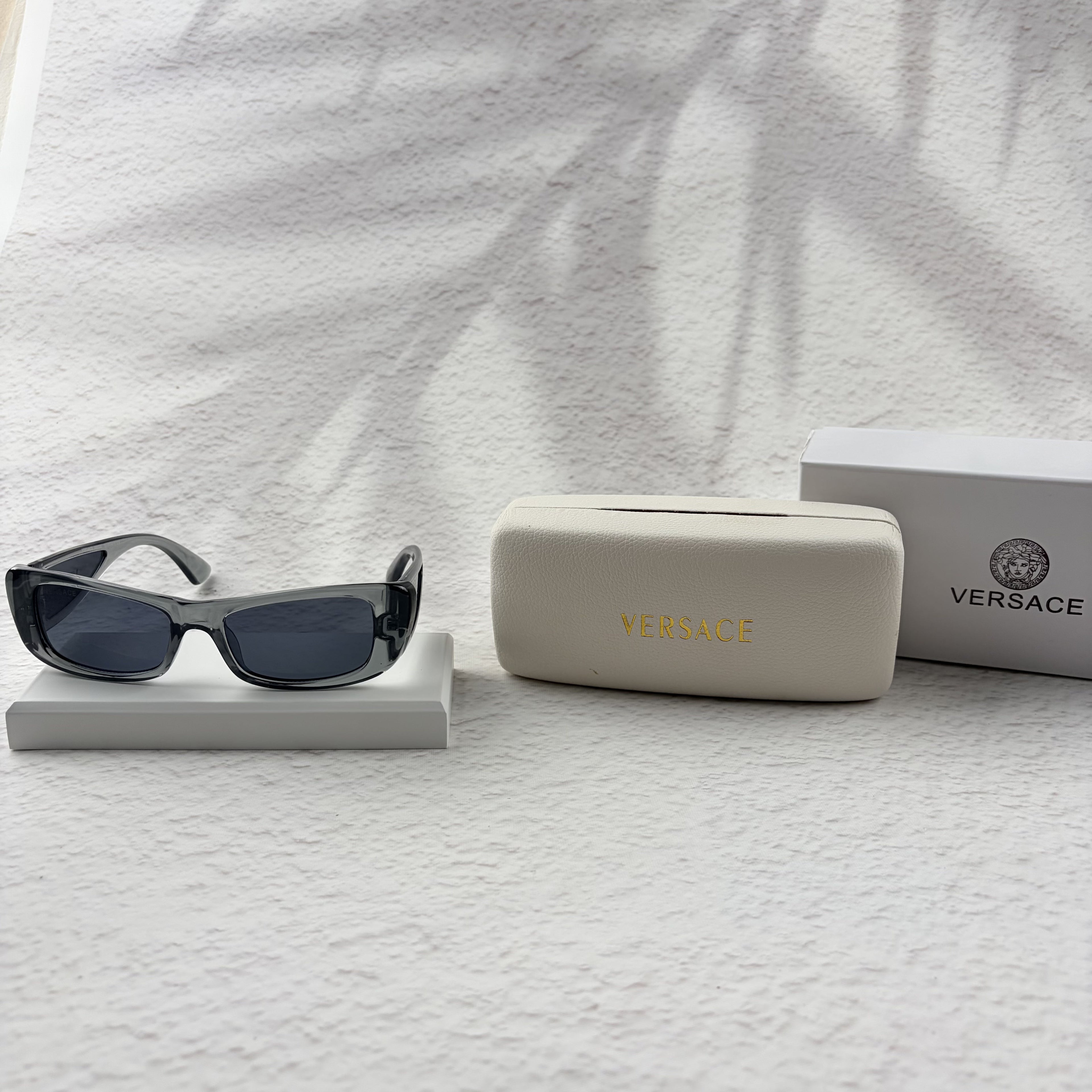 Modern Rectangular Frames | Translucent Gray Sunglasses UV Protection