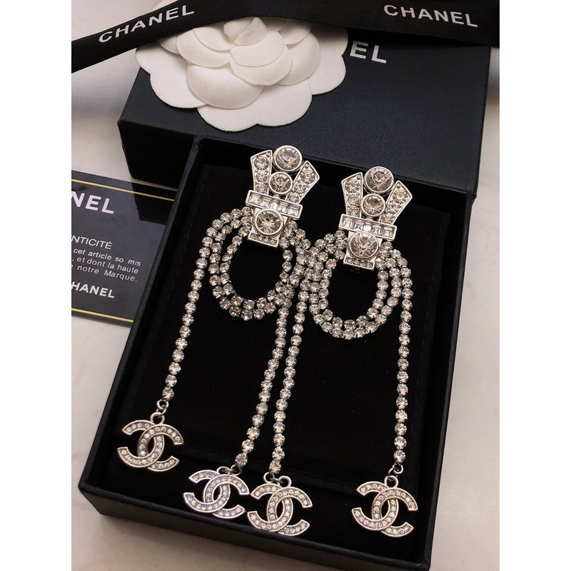 18K  Chanel Tassel Crystal Earrings
